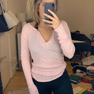 Pink long Sleeve v neck